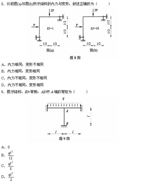 全国2010年4月高等教育自学考试结构力学（一）试题